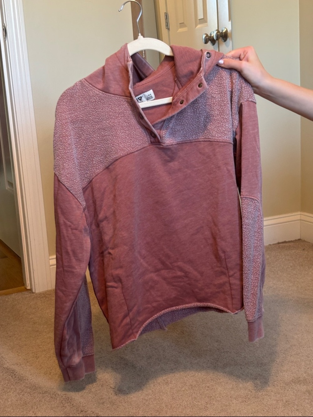 Cozy Dusty Rose Funnel-Neck Pullover Sweater